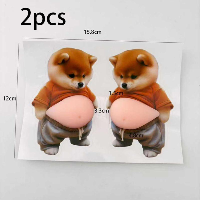 

Fat Chai Dog Anti-Collision Sticker Big Belly Little Dog Car Safety Decal People Warning Home Decorative Strip