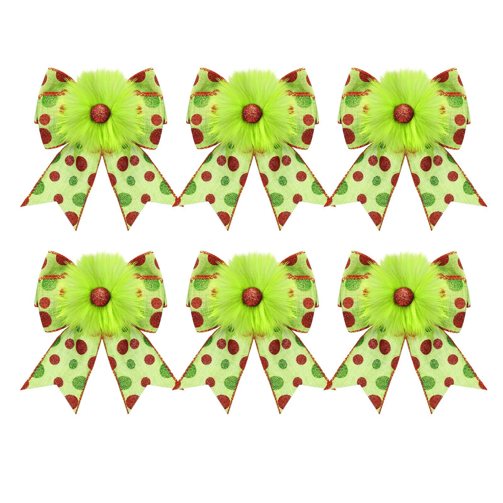 

The Red And Green Christmas Bow Christmas Tree Is Decorated With A Lime Green Wreath, A Velvet Bow, And A Tree Top Ribbon. One Size