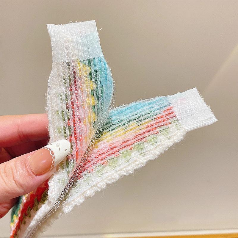 Knitting Colorful Flower Print Velcro Headband For Women Girls Sweet Hair Ornament Headwear Hair Band Hair Accessories
