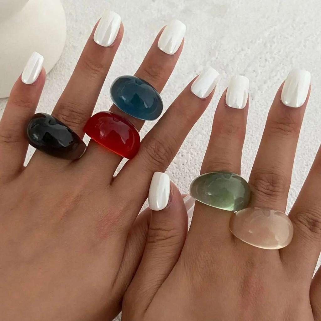 Ingemark Y2K Kpop Colorful Resin Plastic Finger Rings for Women Trend New Fashion Boho Irregular Rings Aesthetic Jewelry Gift