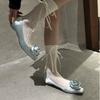 2025 spring and autumn new French flat single shoes fairy shoes square head with skirt gentle evening shoes