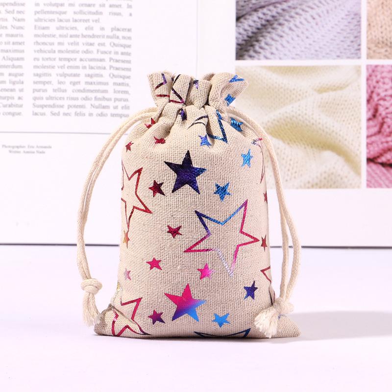 Advent Calendar Christmas Drawstring Gift Bag Set with Deer Pattern, 1-24 Count Cotton Bags