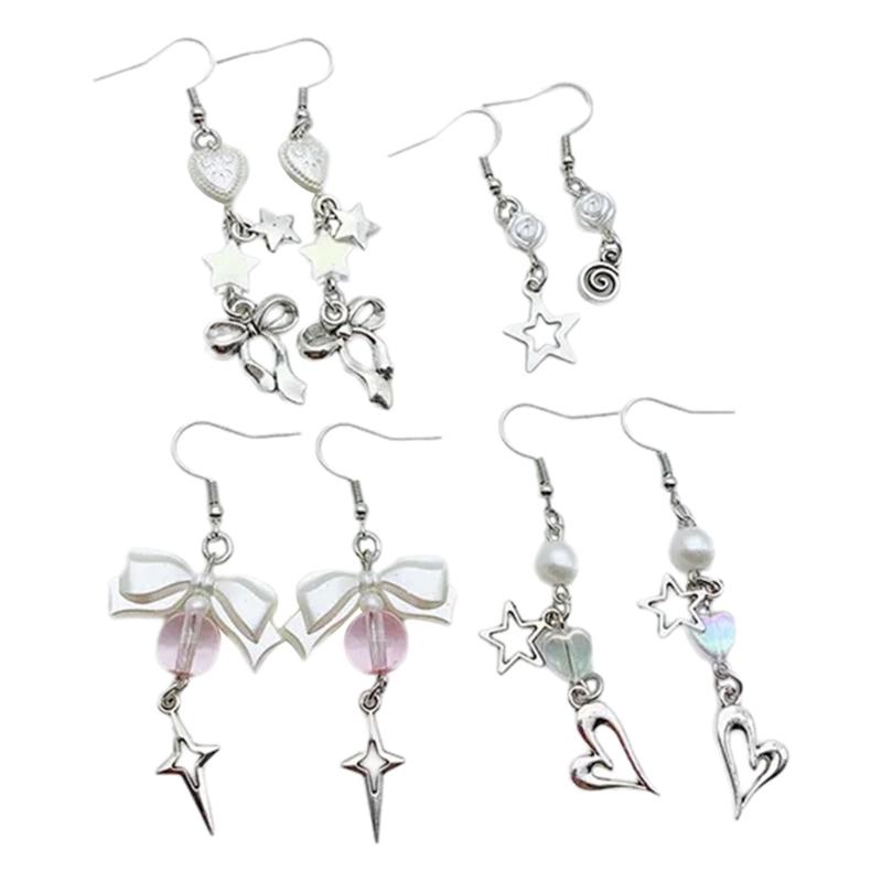 Bowknot/Star/Heart Ear Hooks Elegant Eardrops Stylish Ears Adornments for Party 1