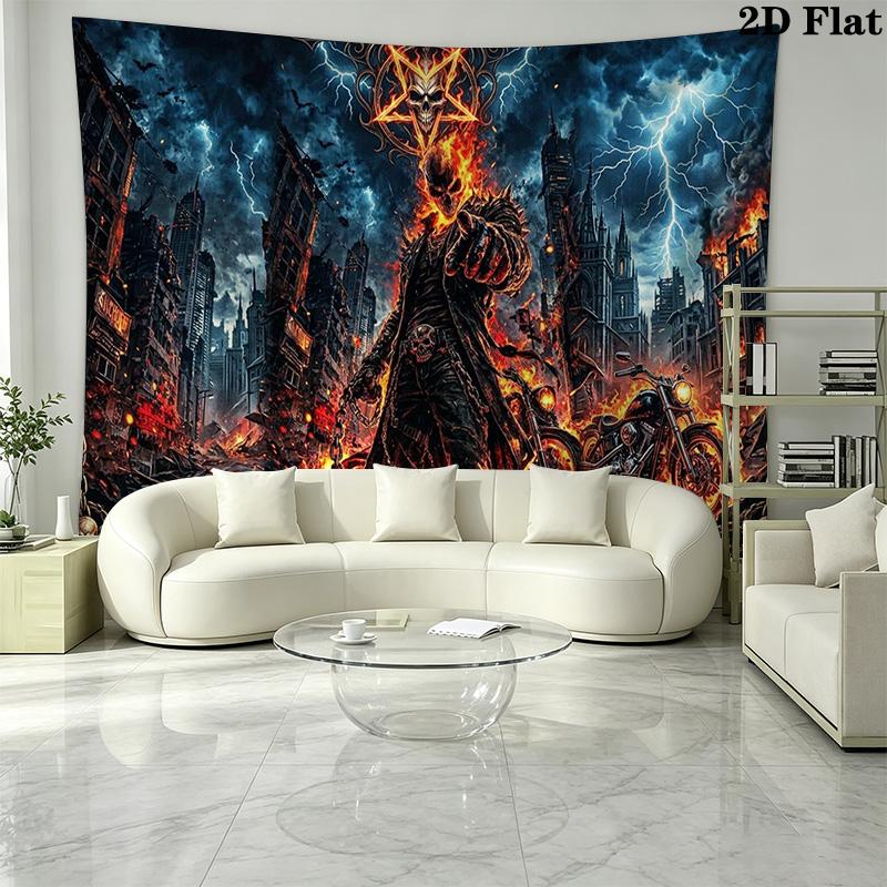 Horseman of Hell Wall Tapestry Aesthetic Wall Hanging Printed Fabric Blanket Decorative Tapestries for Bedroom Living Room Home Decor