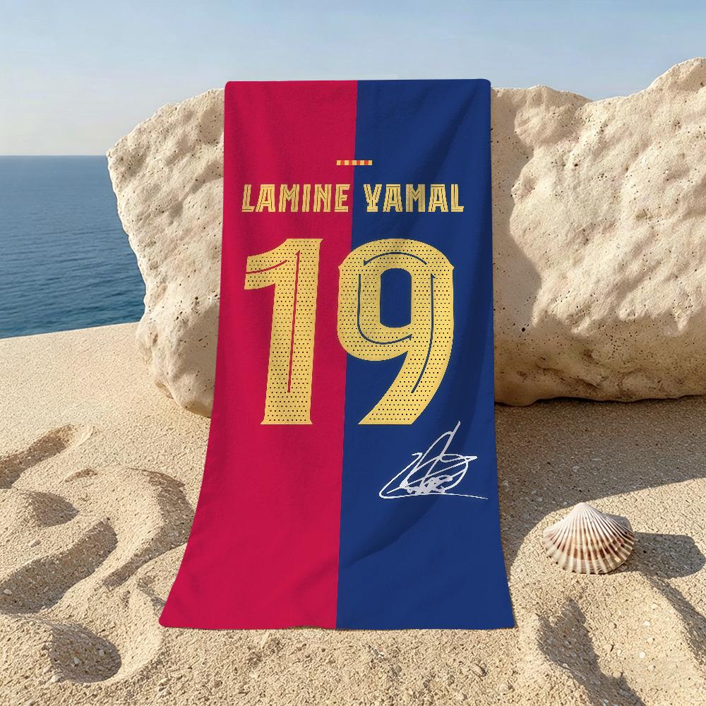 Football Sports L-Lamine B-Barcelona Beach Towel Ultra Absorbent Cool Room Stuff Bath Towel for Fan Decor Gym Swimming Outdoor