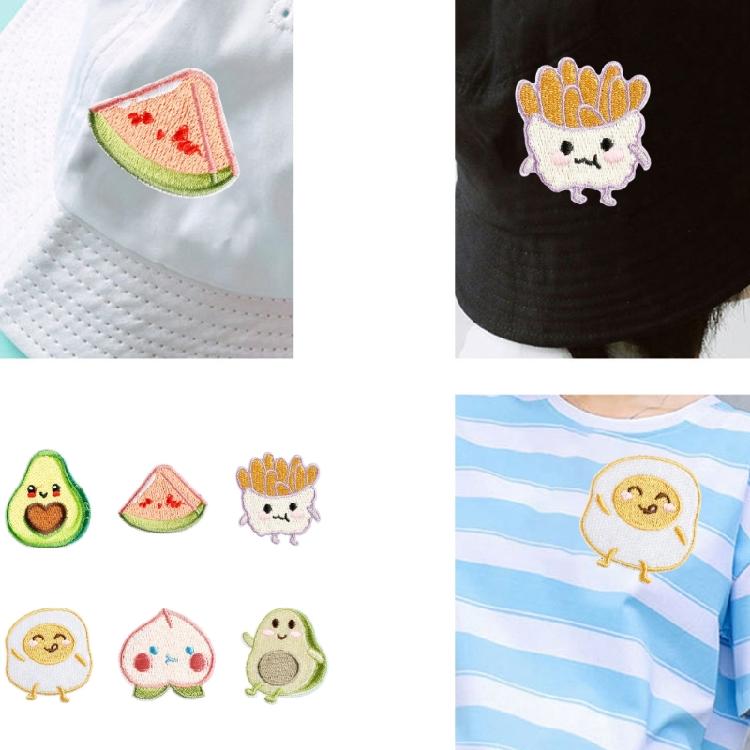 6 Pcs French Fries Applique Patches Lovely Peach Iron On Patches Embroidered Patches Repair Patches Sew On Patches