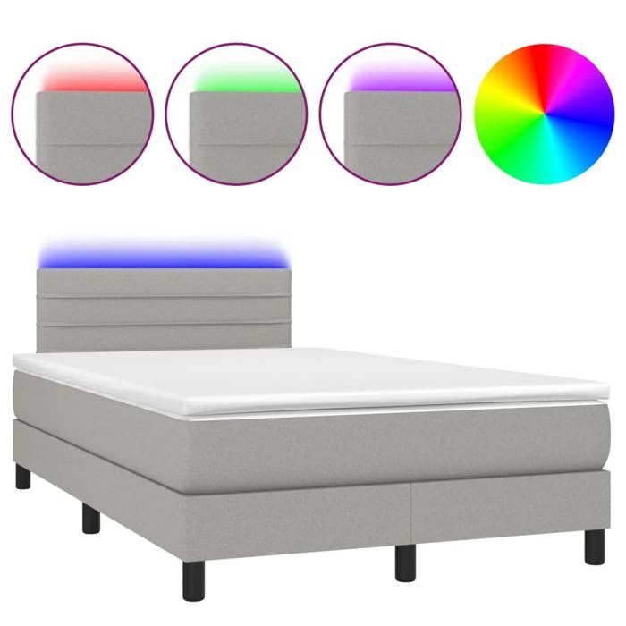 VidaXL Sommier à Lattes de Lit avec Matelas et LED, Lit Rembourré, Lit Double, Lit Adulte de Chambre à Coucher Intérieur, 3270046