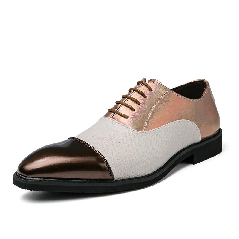 Men's Plus Size Casual Fashion Color Block Pointed Toe Leather Shoes