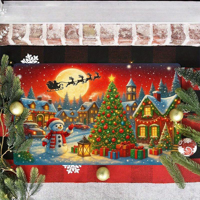 1Pcs Anti Fatigue Kitchen Rugs Christmas Snowman Waterproof Non-Slip Thick Cushioned Kitchen Mat Heavy Duty Comfort Standing Mat for Kitchen