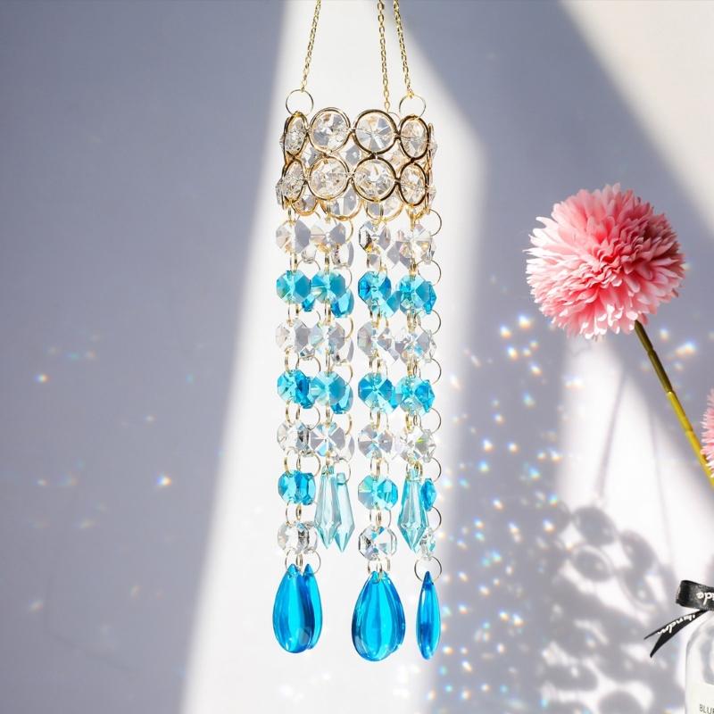 Hanging Crystal Pendants Garden Suncatchers Wind Chimes Rainbows Prisms Crystal Chain for Window Drop Bells