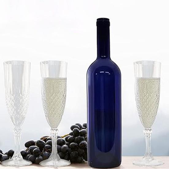 Plastic Champagne Flutes Transparent Wine Glasses Shatterproof Reusable Wine Goblets Elegant Drinkware