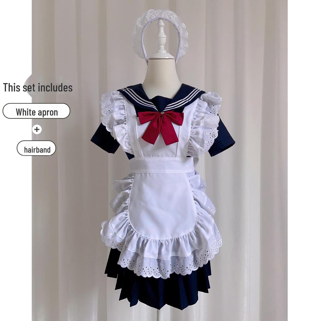 Japanisches Lolita Klassisches Dienstmädchen-Outfit – Schwarz-Weißer Rock mit Schürze
