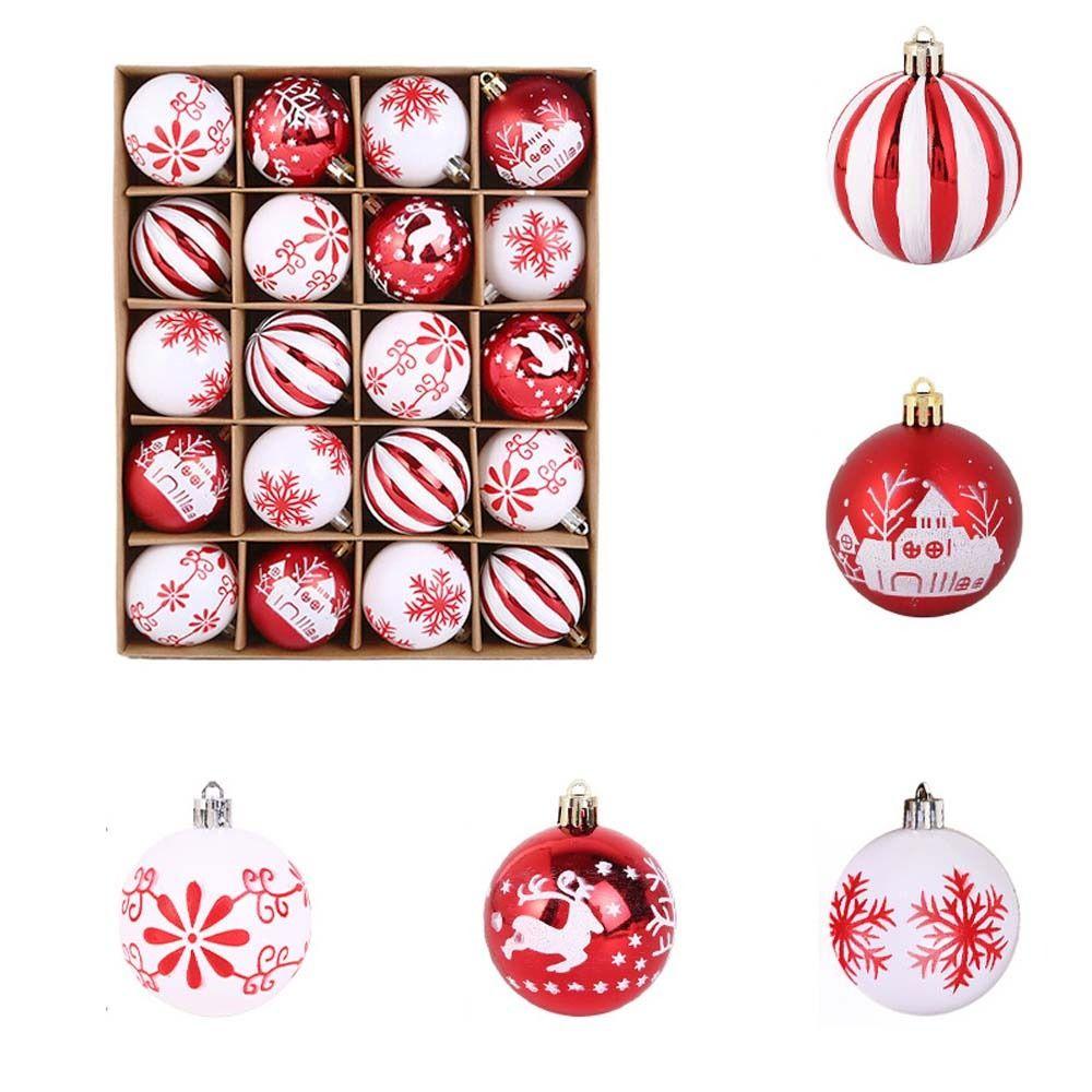 

20pcs 6cm Painted Christmas Balls Set Cartoon Christmas Tree Pendant Home Xmas Decor Style 5