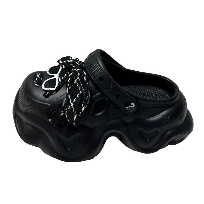 Fashion Black White Chunky Platform Sandals Woman Fashion Diy Thick Sole Clogs for Women Summer Non Slip Beach Sandals Eva Garden Shoes