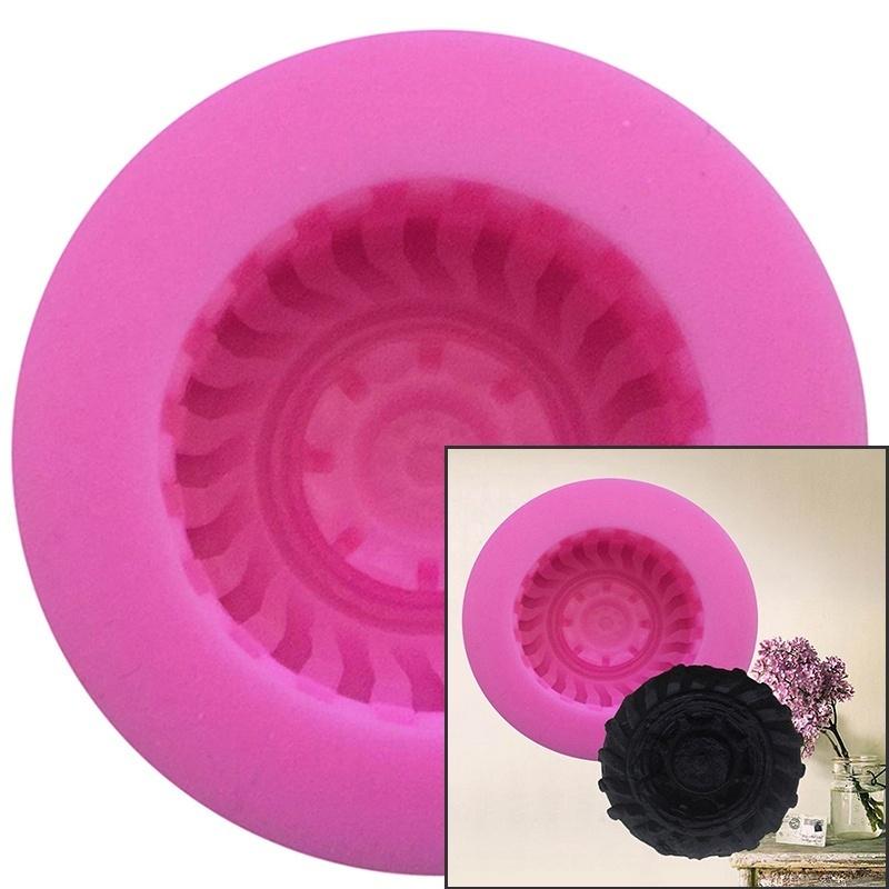 Round Tire Shape Silicone Mold Fondant Cake Decorating Tools 3D Car Wheels Chocolate Molds LS