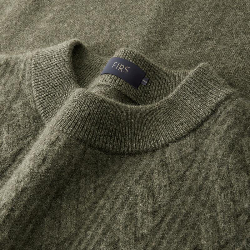 FIRS Men's 100% Cashmere Jacquard Pullover Sweater