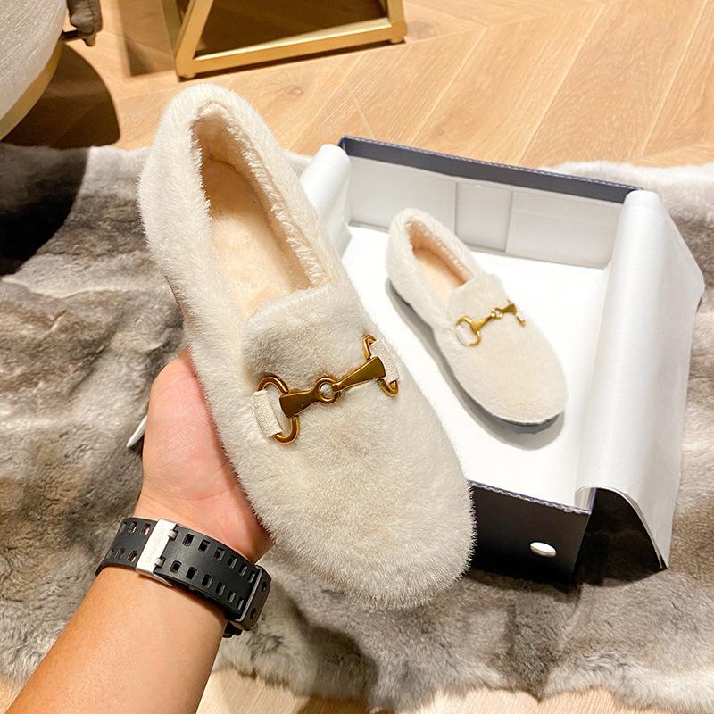 Mao Mao Shoes Women's Winter Wear 2025 Mink Hair Doudou Shoes Thick-soled Velvet Thermal Cotton Shoes Large Size Velvet Thicker
