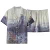 Premium Pajamas Women's Summer Ice Silk Short Sleeves Fat Mm Ice and Snow Silk Simulation Silk Suit New Chinese National Style