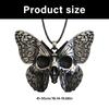 Edgy Zinc Alloy Pendant Necklace Showcasing Gothic Skull Butterfly Charm Neckchain For Layering Outfits