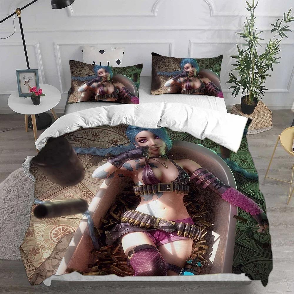 3D Printed Jinx Arcane Bedding Set Pillowcase Duvet Cover Double Twin Full Queen King Adult Kids Bedclothes Quilt Cover