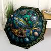 Ocean Life Glass Pattern Umbrella, Portable and Foldable Design, 8 Ribs, a Casual Accessory for Halloween, Christmas, and Birthday Gifts.