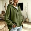 Women's Color Long Sleeve Hooded Button Loose Sweater Top