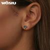 WOSTU 925 Sterling Silver 7MM Heart Stud Earrings Women Rainbow Mystic Topaz Wedding Earring Party Jewelry Gift For Mom Daugther