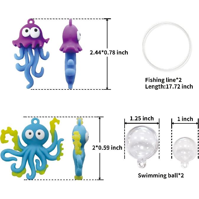 Aquarium Ornament, 2 Pcs Fish Tank Decorations Floating Decor Octopus with Floating Device,Cute Fish Tank Accessories for All Kinds of Simulated