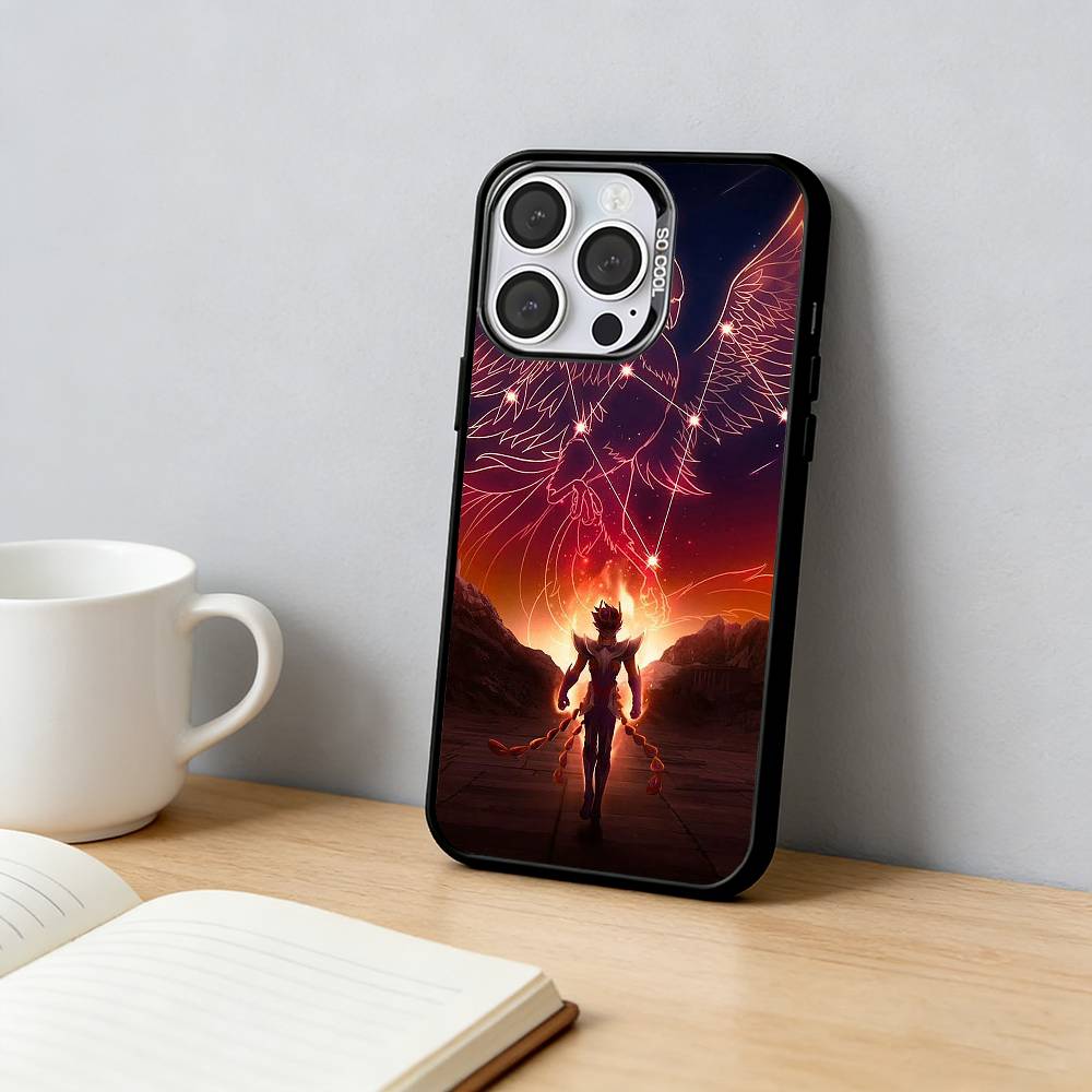 Saint Seiya Phone Case For iPhone 17,16,15,14,13,12,11 Plus,Pro Max,XS,Colored Silver Plated Inside Cover