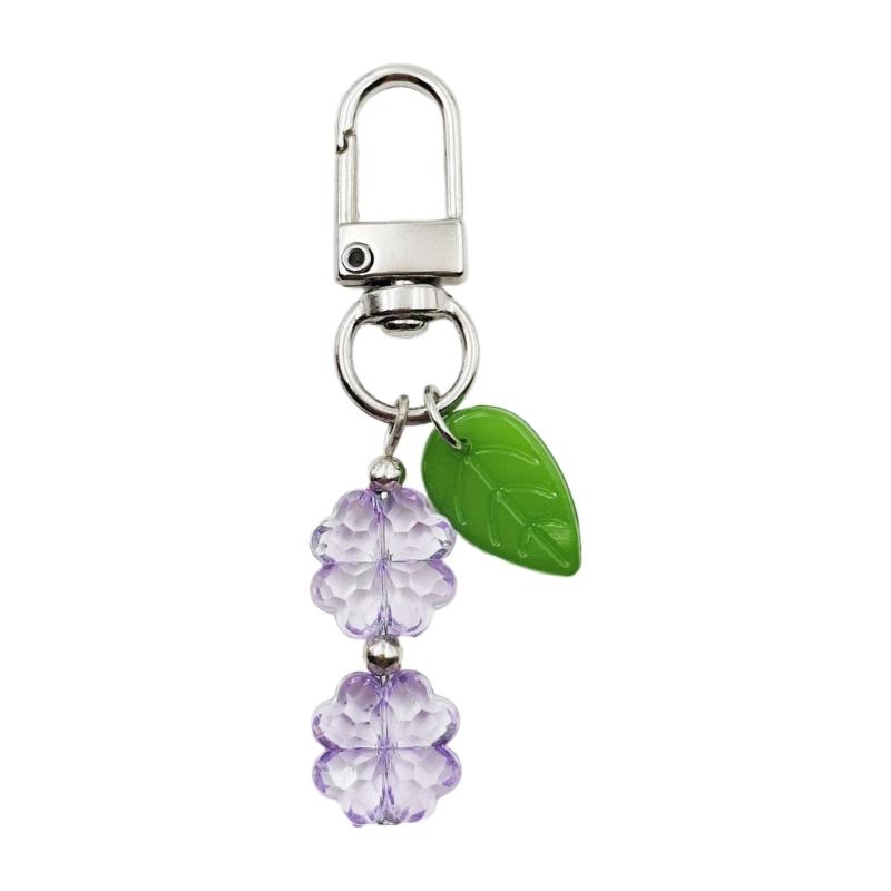 

Sweet Acrylic Four Leaf Keychain Pendant Fashion Lovely Hangings Ornament Keyring Backpack Decoration Charm Jewelry фиолетовый
