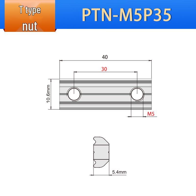 Leidun Euro Standard Aluminum Profile T-Nut Slider PTN-M4-M6, High Wear Resistance.