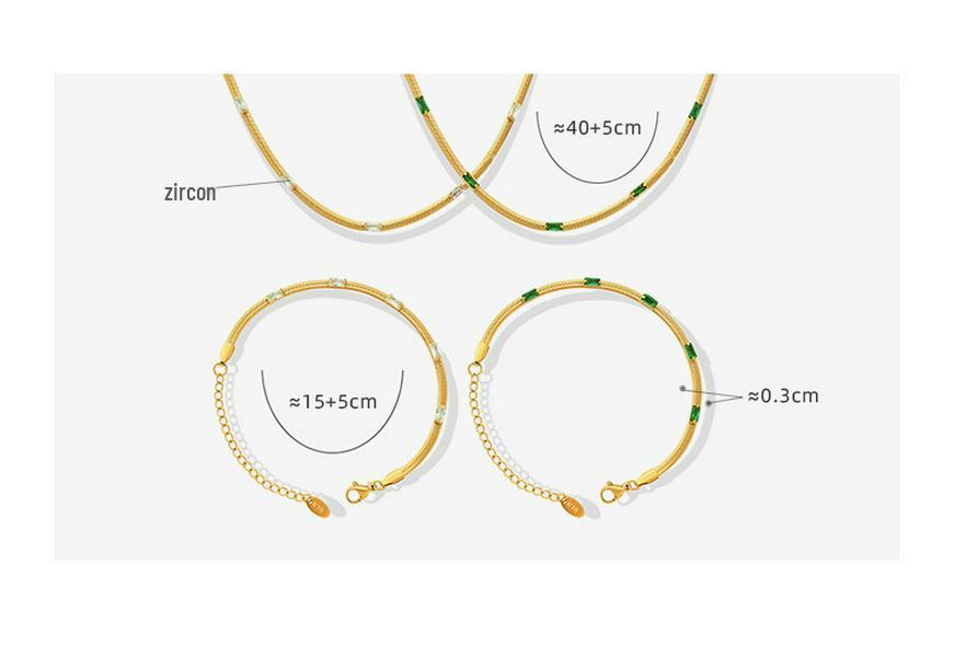 Trendy Snake Chain Zircon Titanium Necklace & Bracelet Set