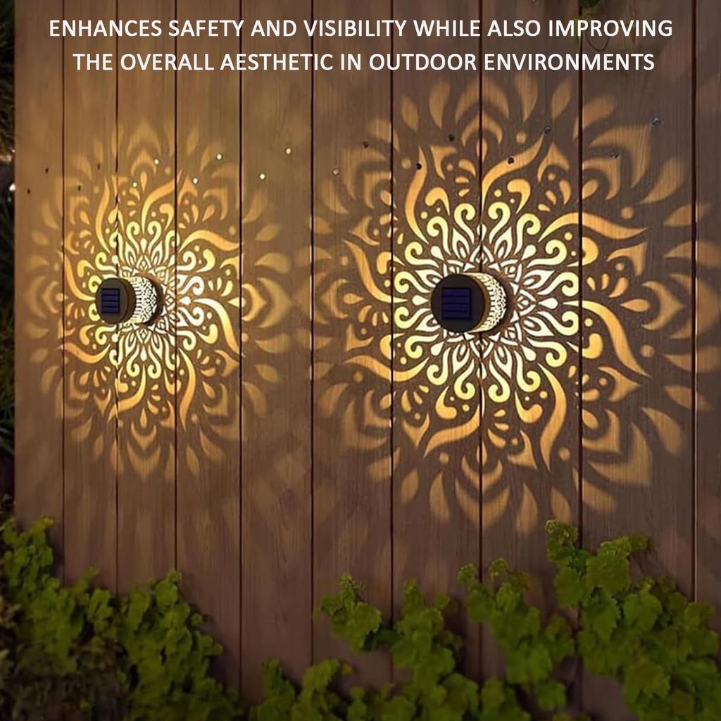 Decorative Solar Mandala Lights Mandala Theme Solar Powered Deck Step Wall Lights for Garden Post Patio Backyard Yard Decor