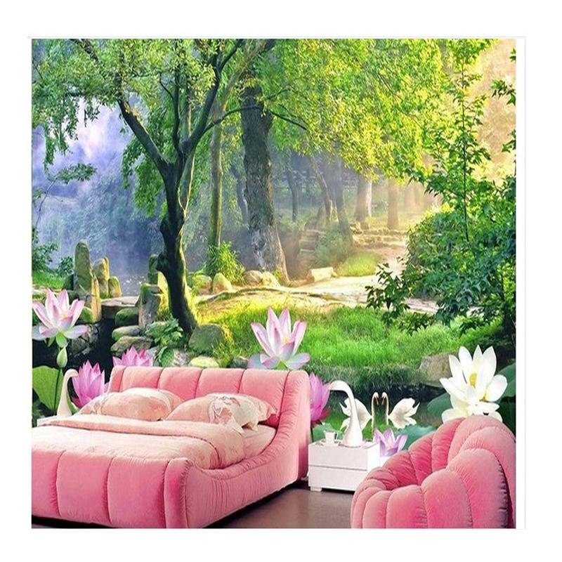 

Лесной пейзаж 3D фреска Лотос Пейзаж Обои для стен Гостиная Диван Обои 200 cm(W) x 140 cm(H)