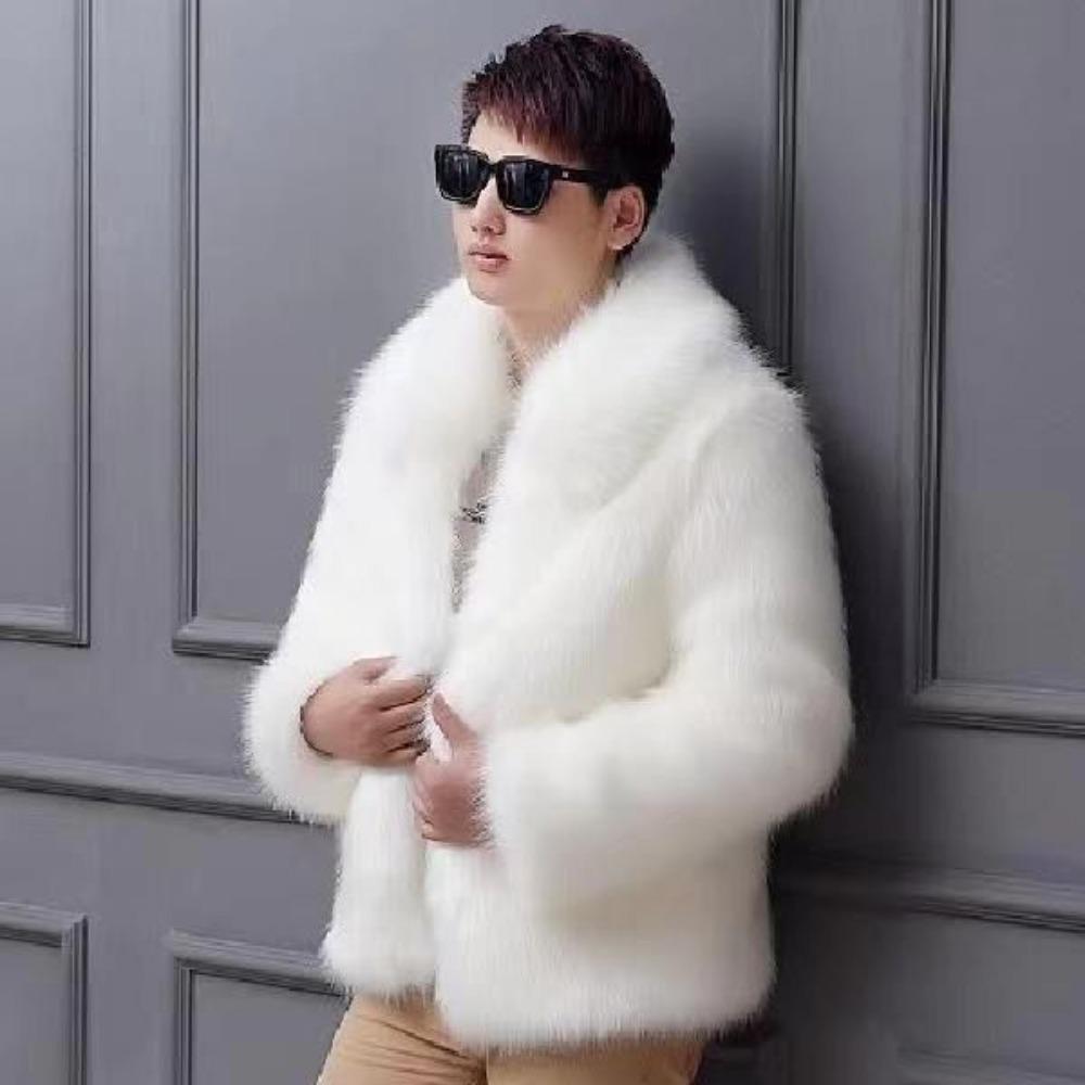Faux Fox Fur Trimmed Thickened Men`s