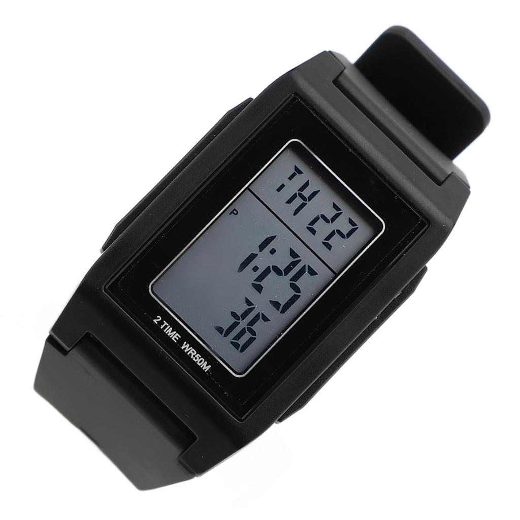 Men Rectangle Sports Watch EL Luminous 12/24H Stopwatch TPU Strap Multifunctional Rectangle Watch