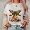 Damska Vintage Dark Academia Goblincore Ćma Fazy Księżyca Grzyby Vintage Cottagecore Estetyka Unisex Góra Krótki Rękaw Streetwear