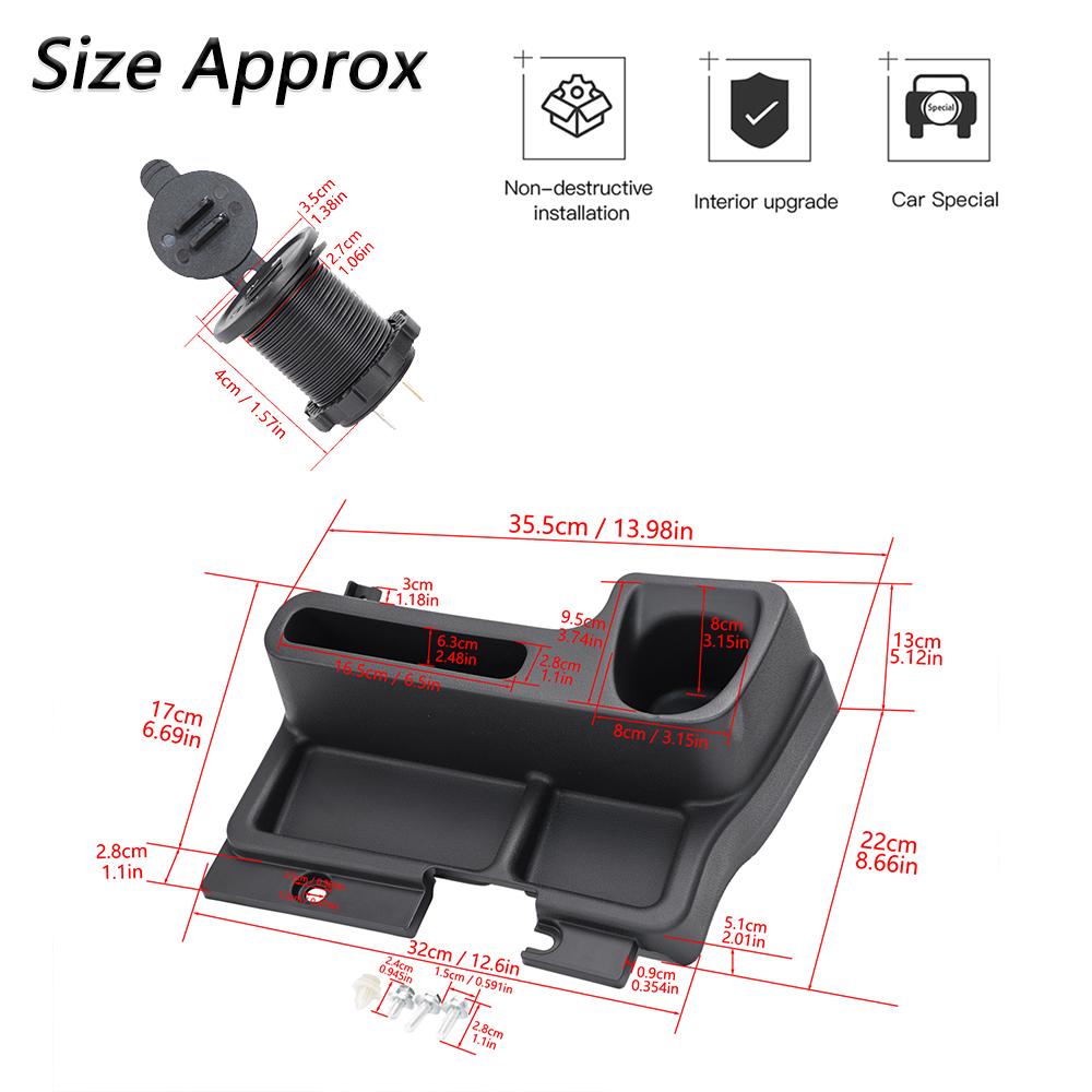 Organizzatore portaoggetti per console centrale con doppie porte USB e portabicchieri per Toyota Land Cruiser LC70/71/75/76/79 2009-2020 Accessori