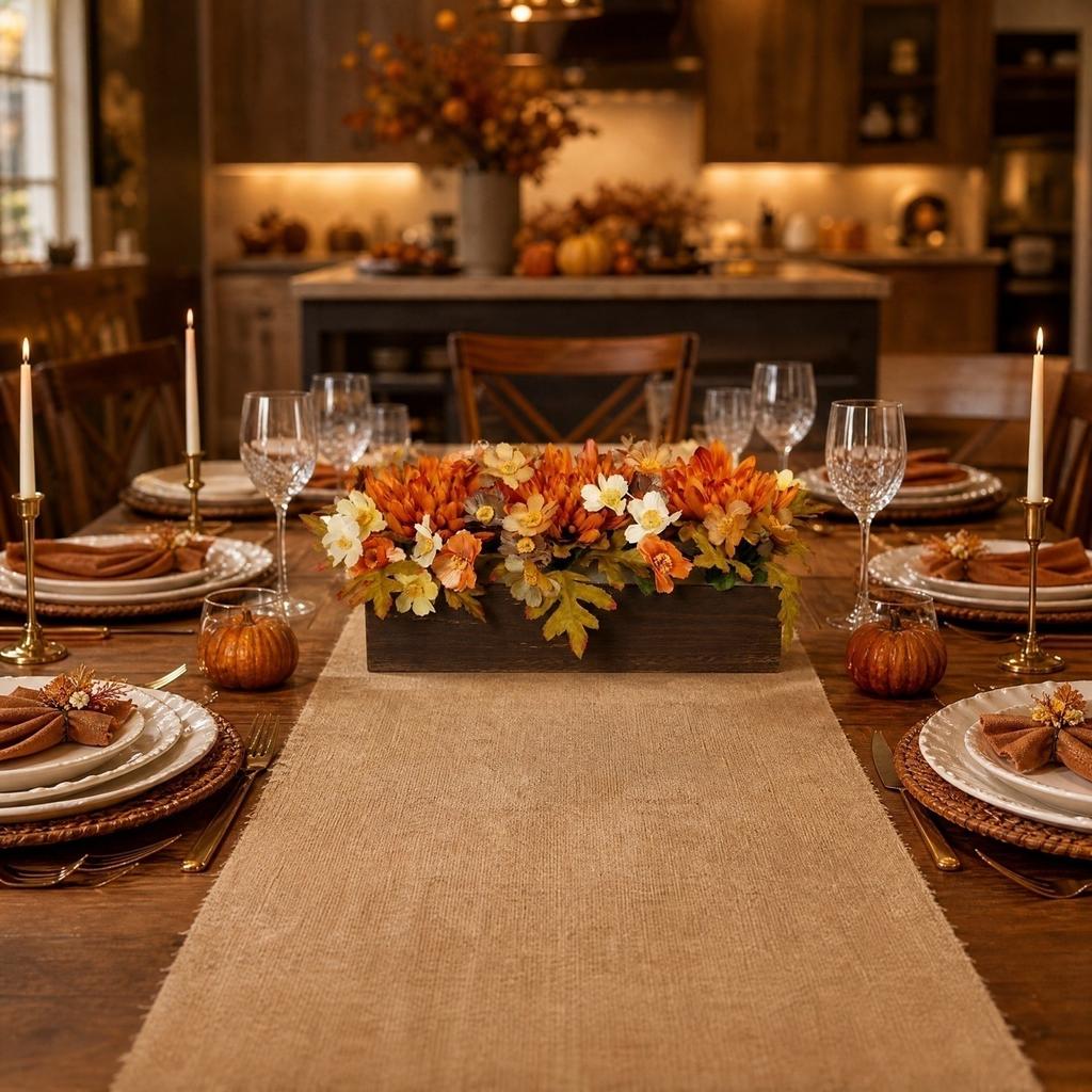 Artificial and Maple Leaf Fall Table Centerpiece for Festival and Thanksgiving Decor