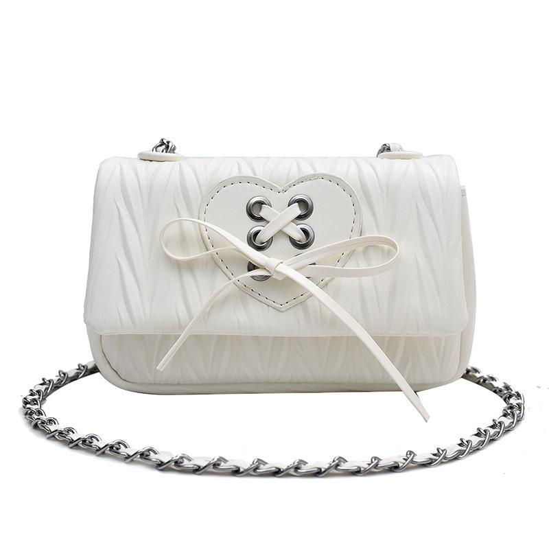 Niche lace-up pleated bag women's new trendy and versatile fashion chain bag single shoulder crossbody small square bag