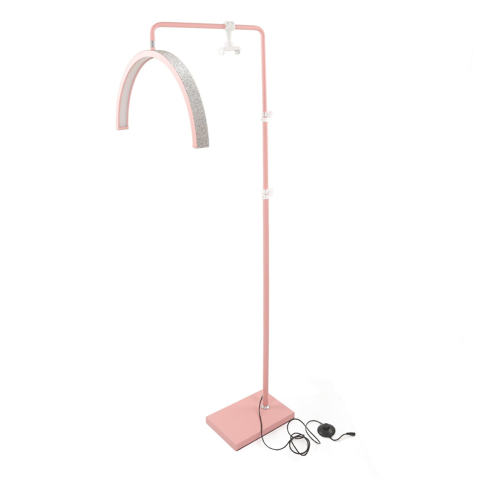 

22-дюймовая светодиодная лампа для напольных ресниц в форме полумесяца 2700‑5600K с регулируемой высотой и регулируемой яркостью для татуировки бровей EU Plug