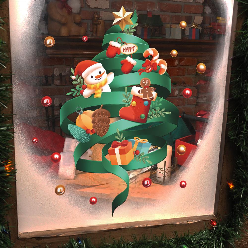 Juletre Snømann Sokker Fargerik Kule Atmosfære Dekorasjon Glassvinduer Vindusklistremerker