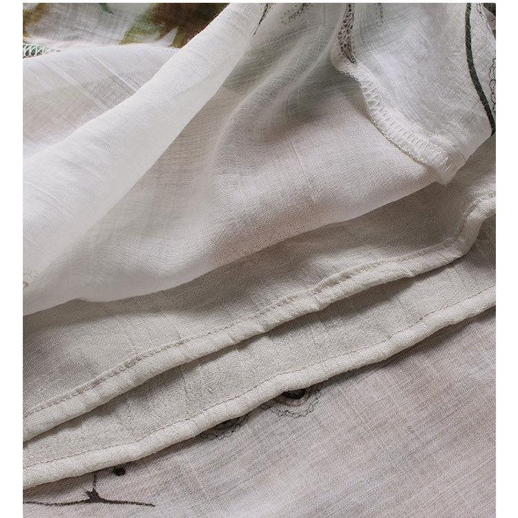 V-neck Floral Dress Spring Cotton and Linen Loose plus Size Women's Clothing Shirt Top