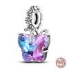 Charms Beads 925 Sterling Copper Pink Butterfly Luminous Firefly Chameleon Heart Charm Fit Original Bracelet DIY Holiday Zircon