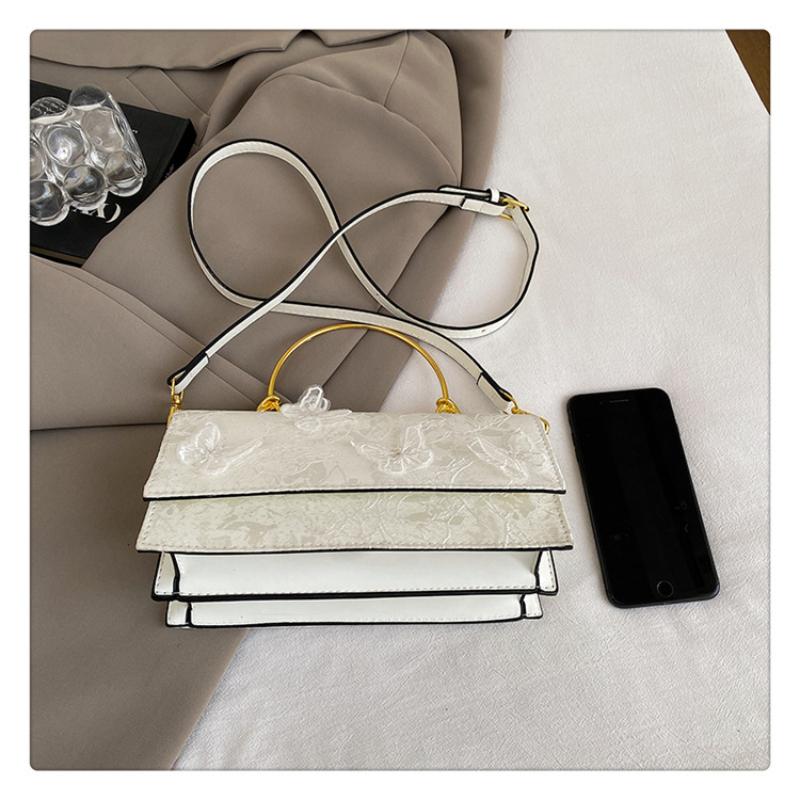 2025 Nuove Borse da Donna Mori Moda Ragazza Dolce Pizzo Fiocco Singola Spalla Manico Metallico Catena PU Borsa Quadrata Piccola alla Moda per Regali di Festa Femminili