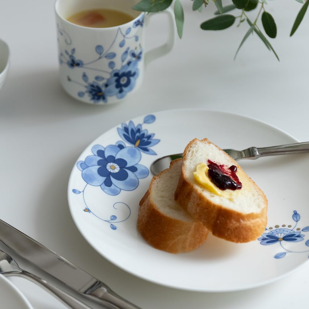 NARUMI Milano Duo Dinnerware Plum Wedding Gift Set, Blue, Floral, Two-Pattern Set, Blossom, Chintz-Style, Gift, Microwave-Safe, Dishwasher-Safe,