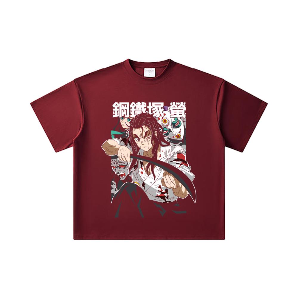 260 GSM Double Yarn 32 Count 100% Cotton Demon Slayer V27 Haganezuka Print Unisex Heavy Cotton T Shirt