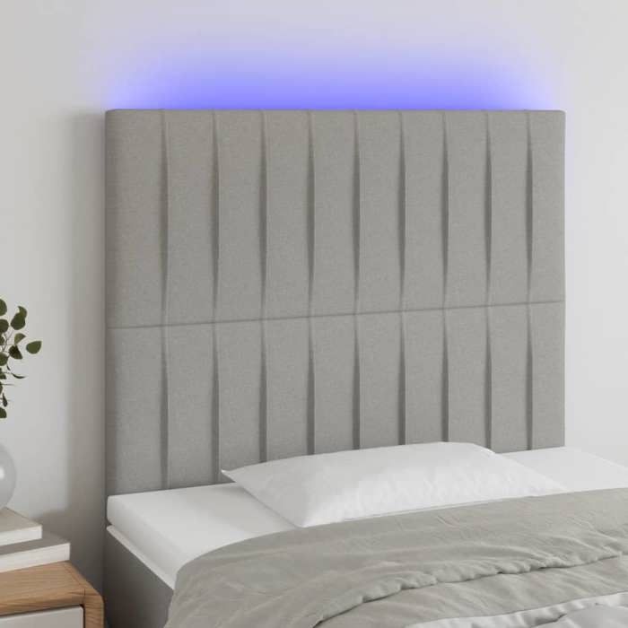 VidaXL Tête de Lit à LED Meuble de Chambre à Coucher Accessoire de Lit Simple Tête de Cadre de Lit Intérieur Gris Clair 3122652