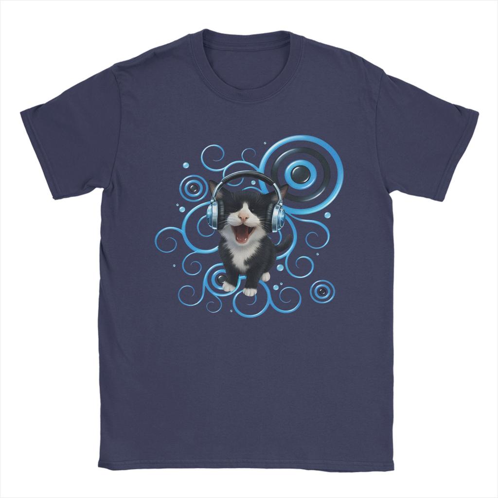 Frutiger Aero Cat Retro TShirts for Men Hipster Cotton Tee Shirt Crewneck Short Sleeve T Shirt Printed Clothes