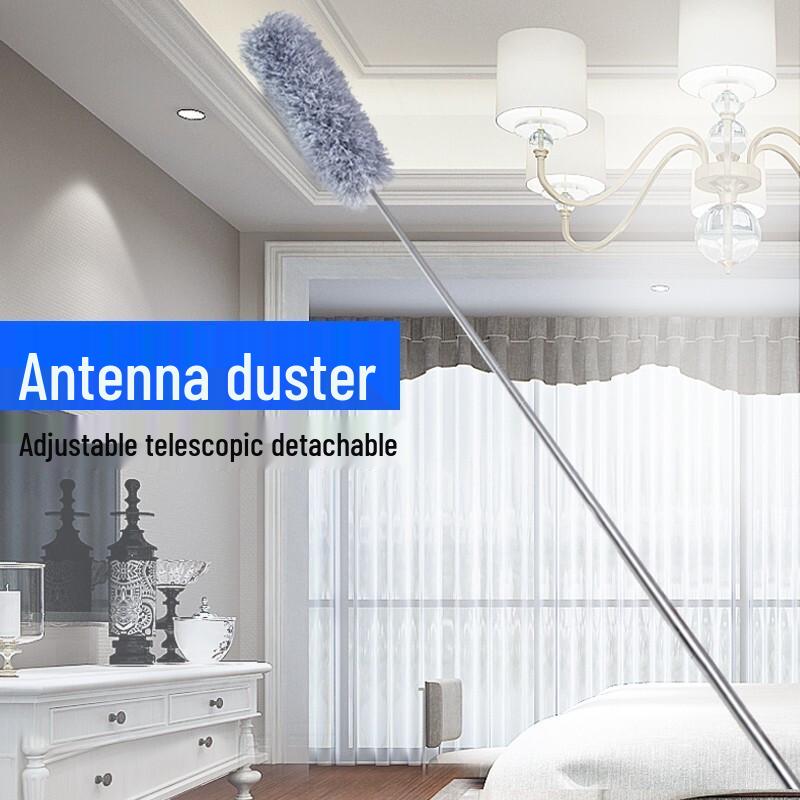 Curved Long-Handle Retractable Fiber Feather Duster for Car and Home Cleaning